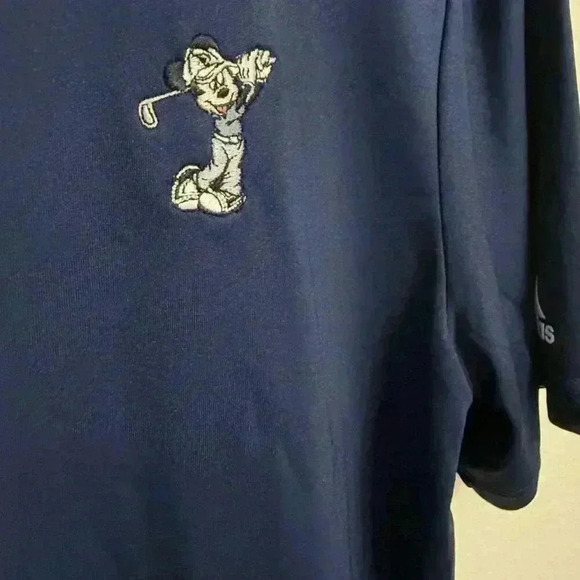 Men Adidas Navy Blue Golf Polo with Embroidered Mickey Mouse - Size Large - Picture 5 of 10